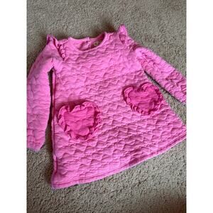 Girls pink quilted heart dress 2T